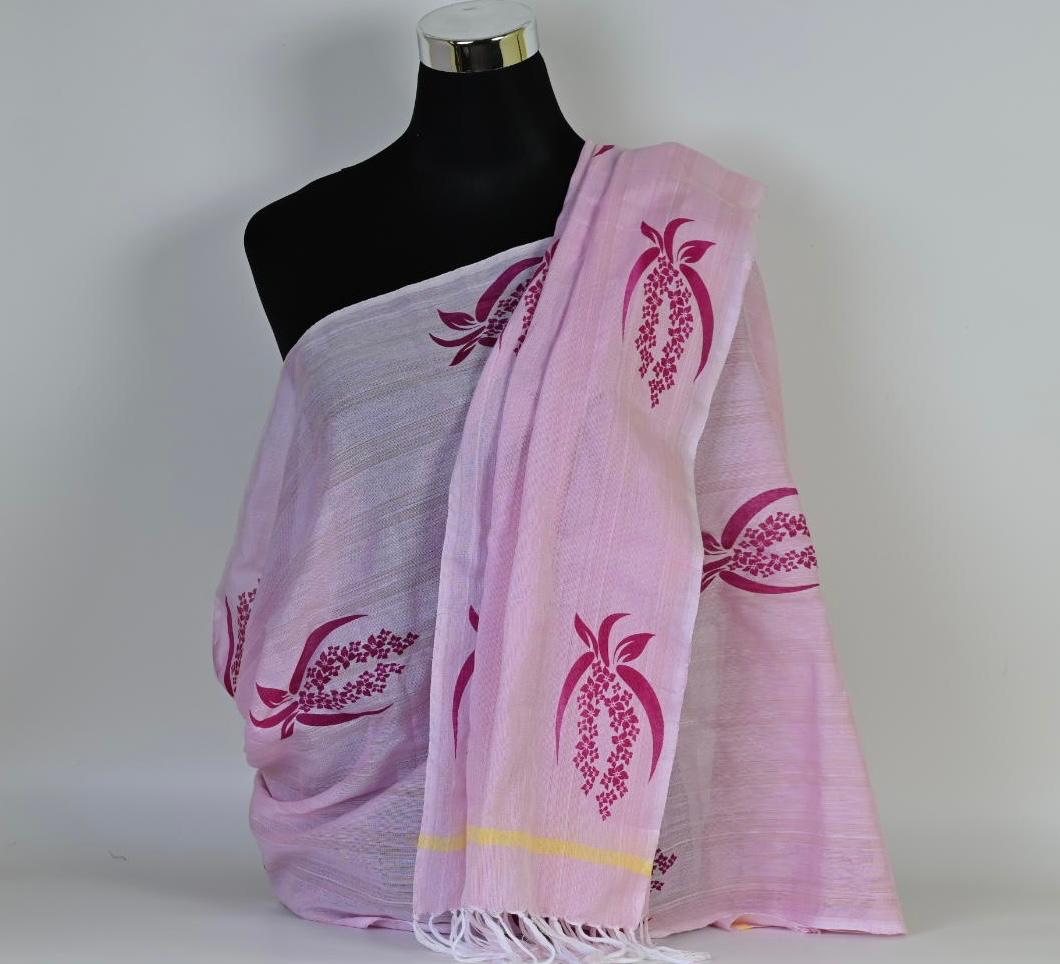 Hand-Woven Cotton Stole With Assamese Motifs